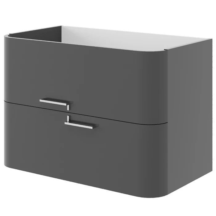 Masca baie pentru lavoar, Savini Due Geos 80 2100/F03, cu sertare, gri inchis lucios, suspendat, 80.2 x 45.7 x 49.7 cm