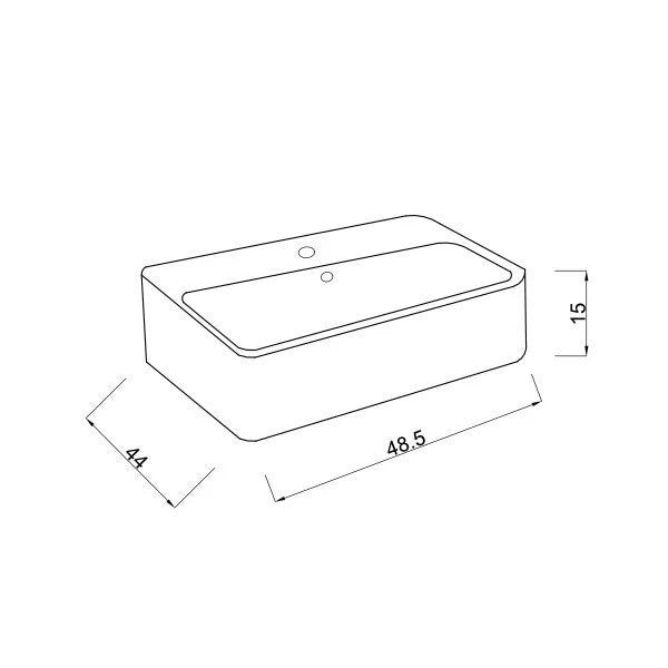 Lavoar pe blat Savini Due Linea 907120, alb, dreptunghiular, 48,5 cm