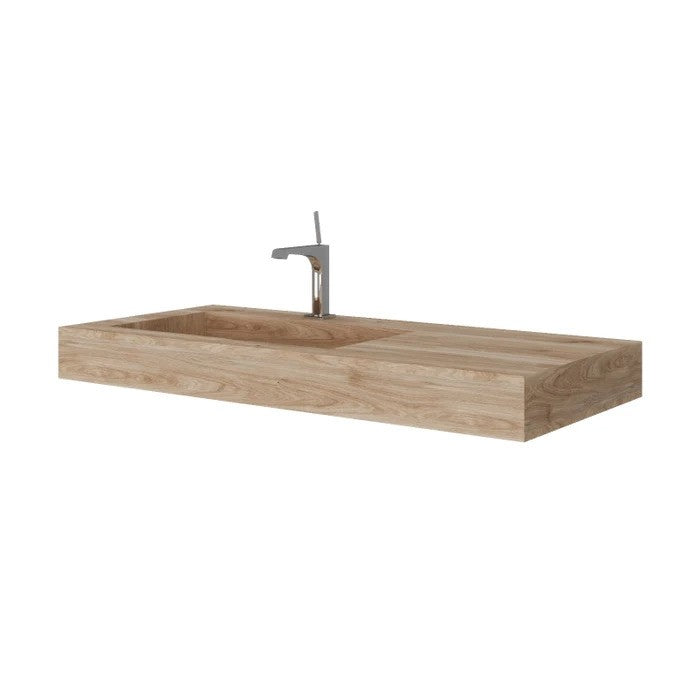 Lavoar suspendat Savini Due Idea 2622/26, cuva in stanga, stejar, rectangular, 100 cm