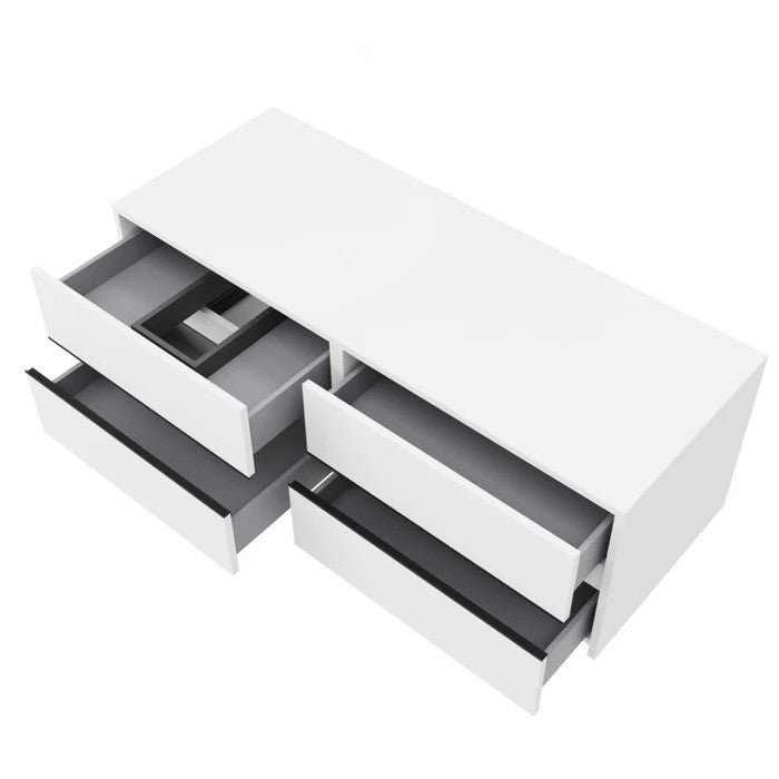Masca baie pentru lavoar, Savini Due Terra 120, cu sertare, alb mat, montaj suspendat, 120.4 x 45.5 x 41.6 cm