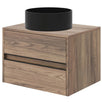 Masca baie + lavoar Savini Due Terra, cu sertare, tabacco + negru, suspendat, 60.2 x 45.5 x 43 cm