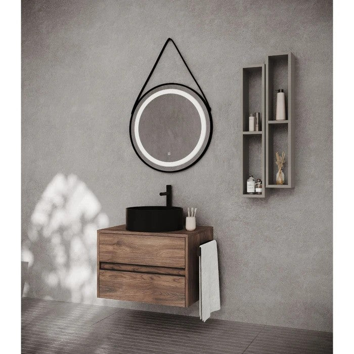 Masca baie + lavoar Savini Due Terra, cu sertare, tabacco + negru, suspendat, 60.2 x 45.5 x 43 cm