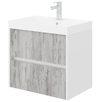 Masca baie + lavoar Savini Due Portofino 60, cu sertare, grigio antico, montaj suspendat, 60.2 x 40 x 56.5 cm