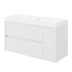 Masca baie + lavoar Savini Due Portofino 100, cu sertare si usa, alb mat, montaj suspendat, 100.2 x 40 x 56.5 cm