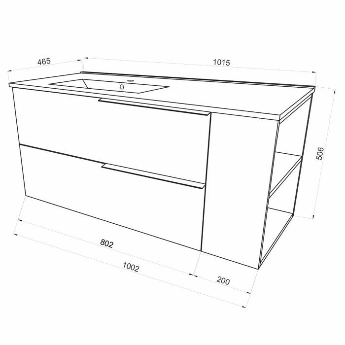 Mască de baie suspendată cu lavoar Savini Due Oikos 2506/F05, gri închis, 101,5 cm