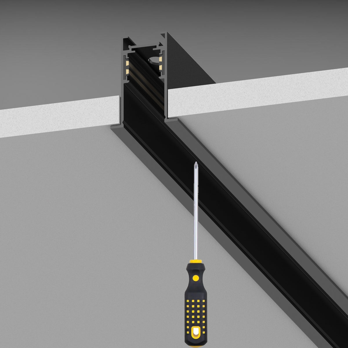 Profil Ideal Lux Ego Profile Recessed Trim 1000 Mm, negru, 320434