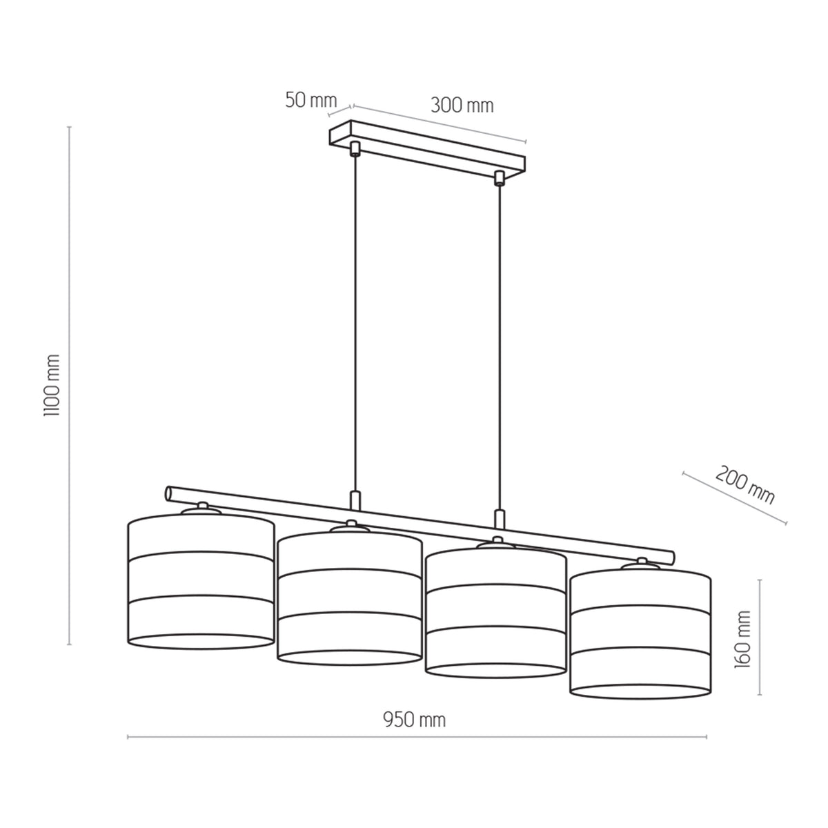 Lustră TK Lighting Tago 4, negru, 4 x E27, 3213
