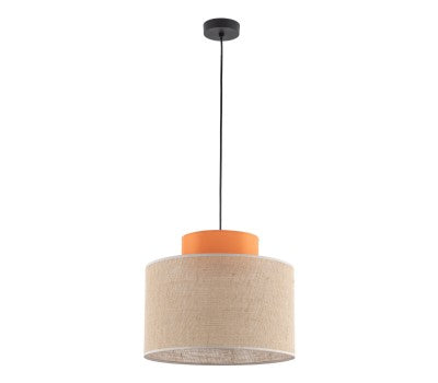 Lampă suspendată TK Lighting Duo, iută / portocaliu, 3227