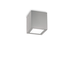 Plafonieră de exterior Ideal Lux Techo PL1 Square, gri, Ø9 cm, 326894