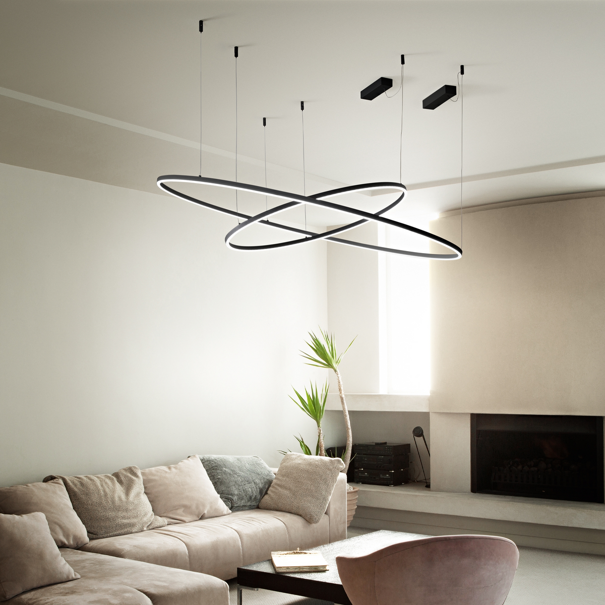 Lustră Ideal Lux Oracle Slim Round 3000K DALI, alb, Ø70 cm, 304403
