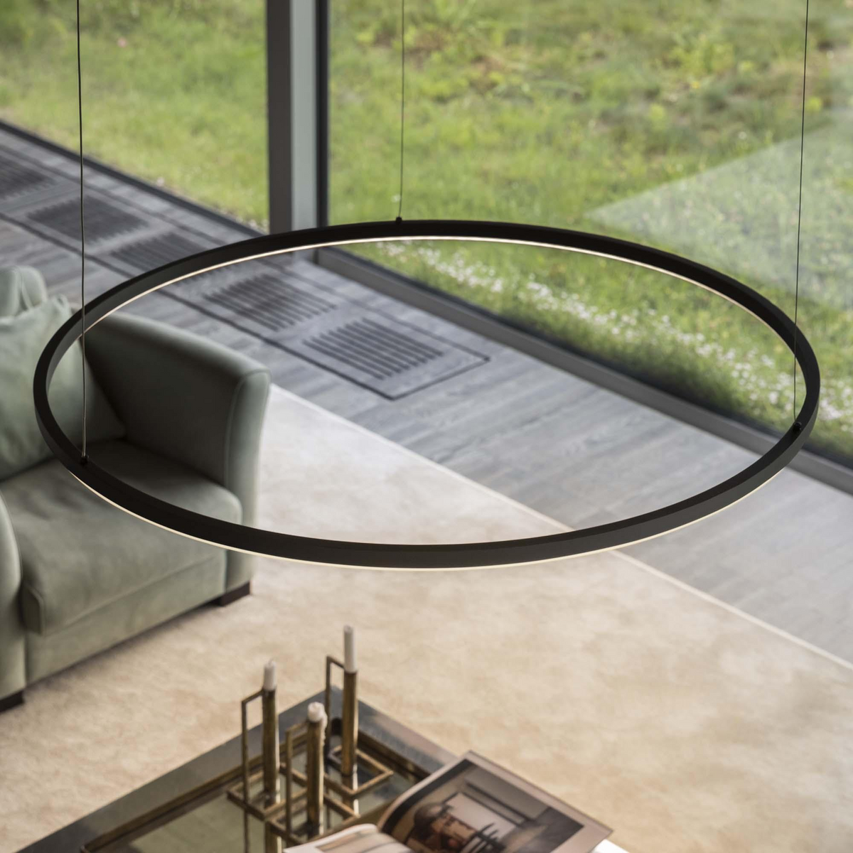 Lustră Ideal Lux Oracle Slim Round 3000K DALI, alb, Ø70 cm, 304403