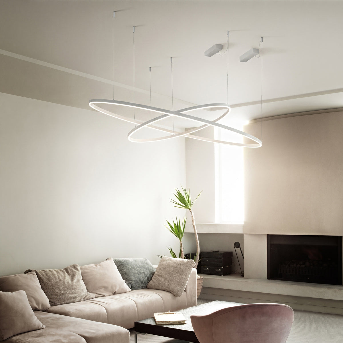Lustră Ideal Lux Oracle Slim Round 4000K DALI, alb, Ø70 cm, 342078