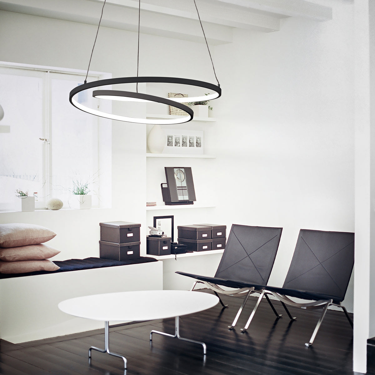 Lustră Ideal Lux Oz ON-OFF 4000K, negru, Ø80 cm, 342443