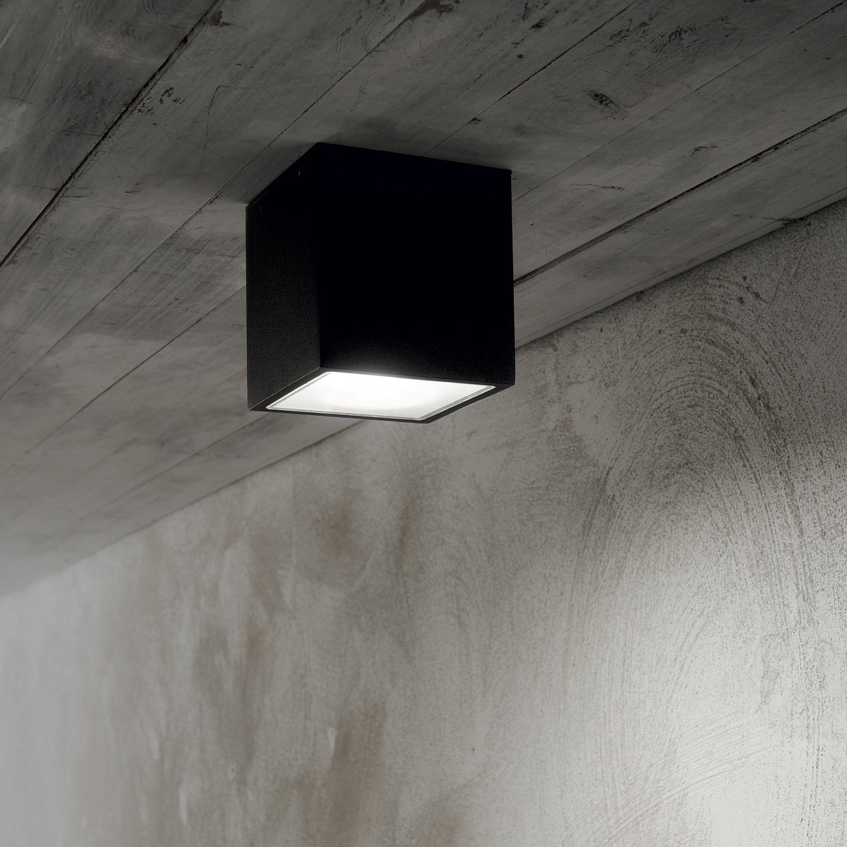 Plafonieră de exterior Ideal Lux Techo PL1 Round, cafea, Ø15 cm, 342696