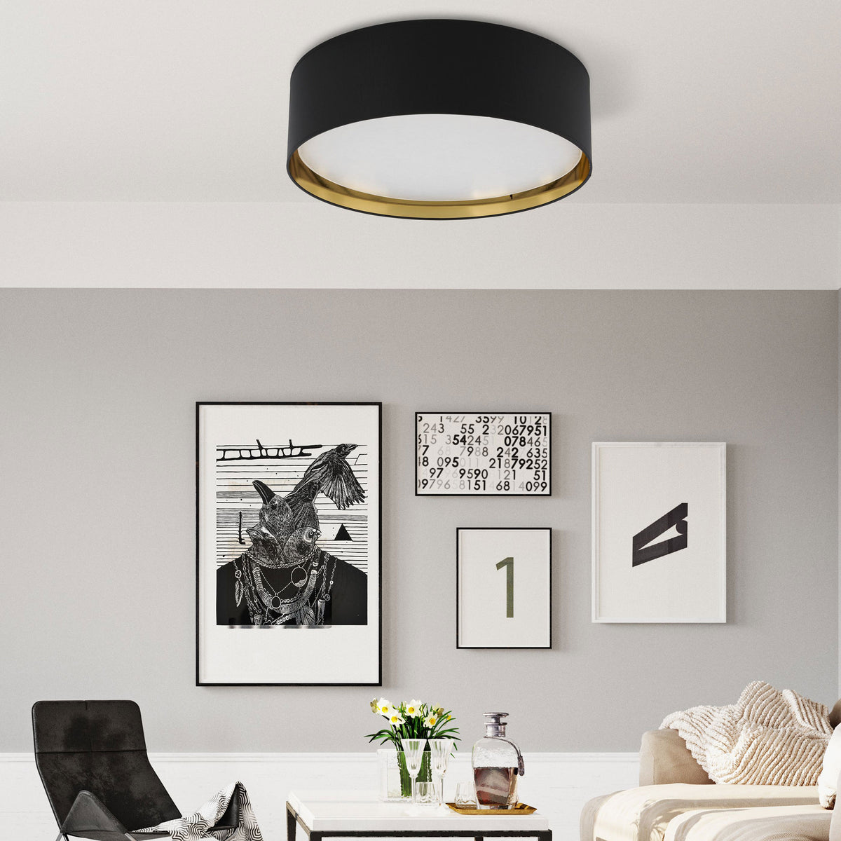 Plafoniera Bilbao BLACK/GOLD 600 3432