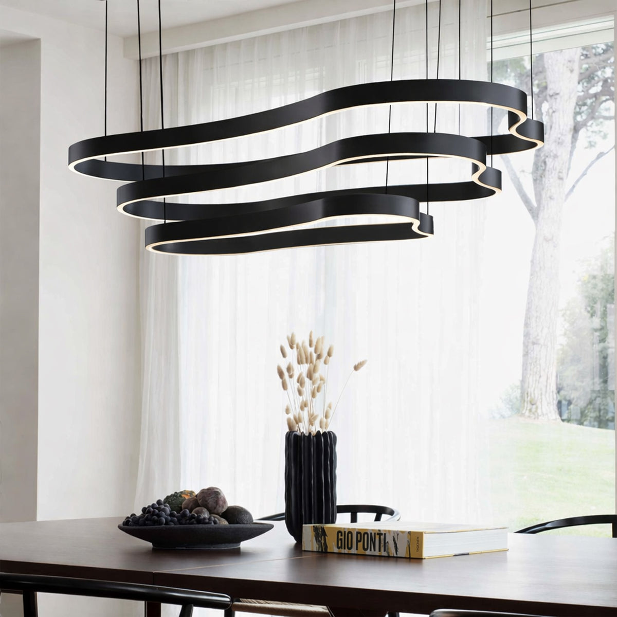 Lustră Ideal Lux Waves-1, negru, 345215