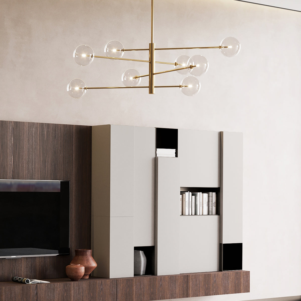 Lustră Ideal Lux Equinoxe SP8, chihlimbar, degradé, 345420
