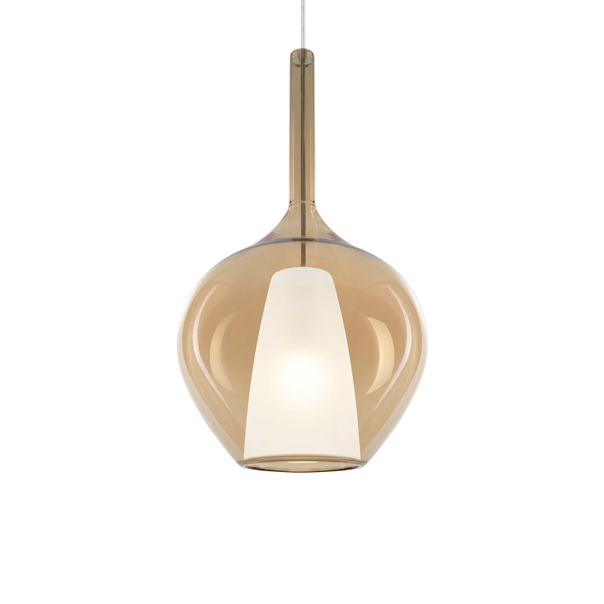 Pendul Ideal Lux Kalique-1 SP1, chihlimbar, Ø28 cm, 359526