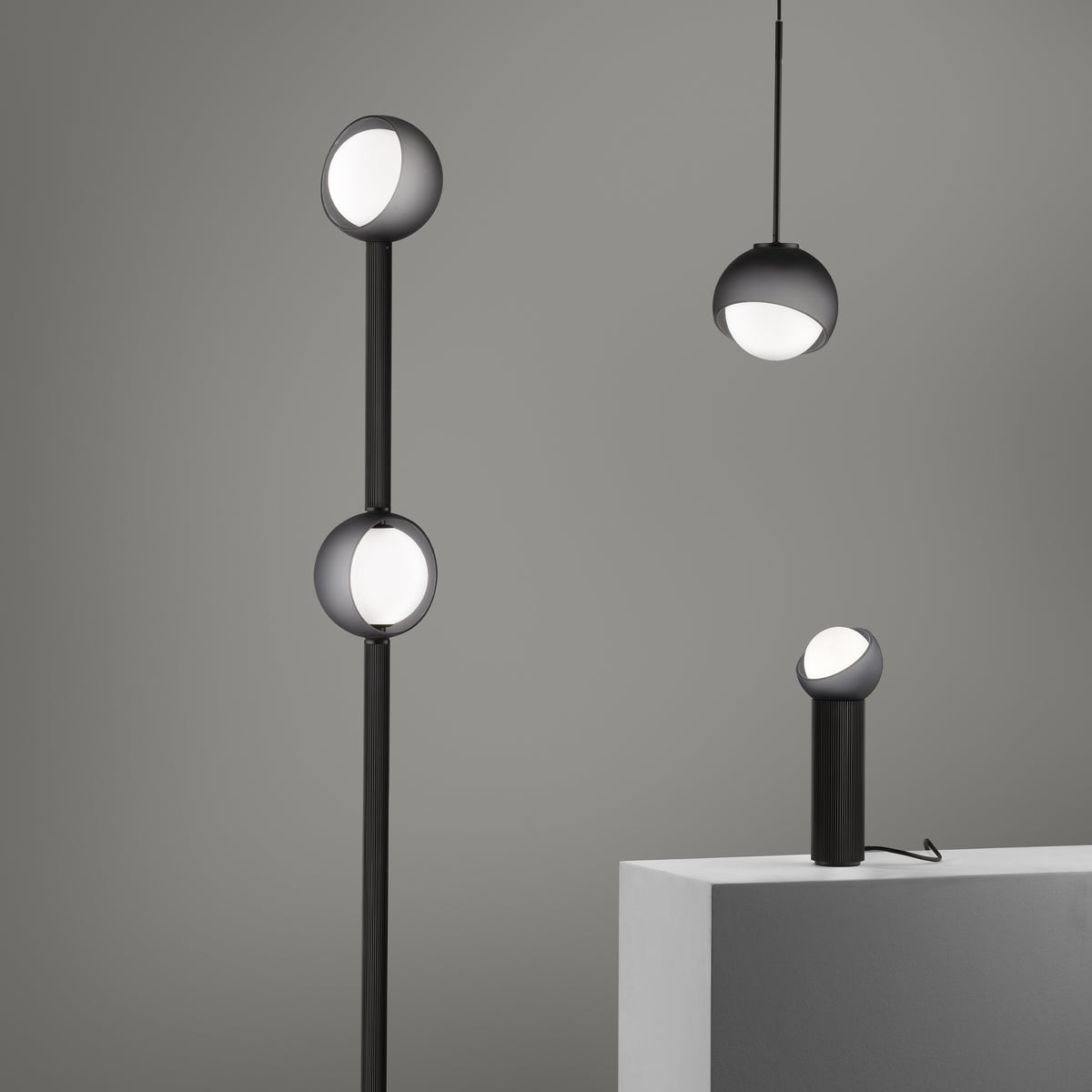 Pendul Ideal Lux Bloom SP1, negru, Ø22 cm, 366678