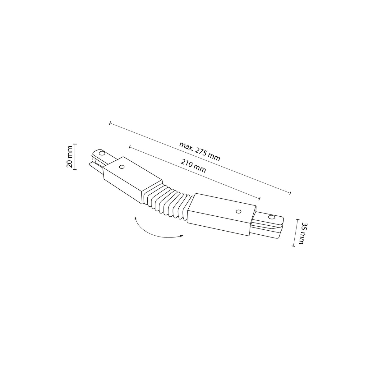 Conector pentru șină TK Lighting Tracer Flexibil, negru, 4072