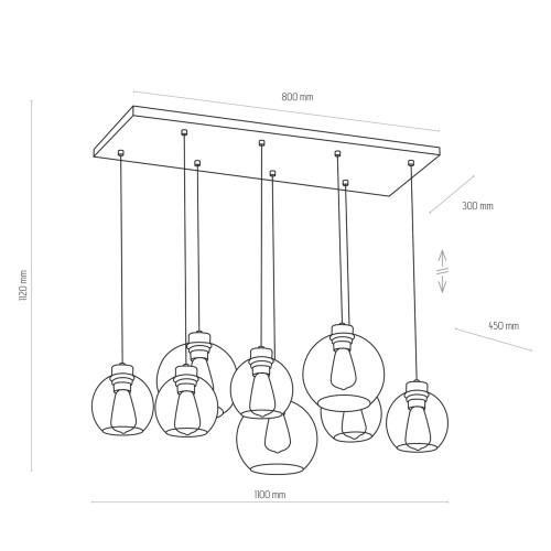 Lampă suspendată TK Lighting Cubus, grafit, 4113