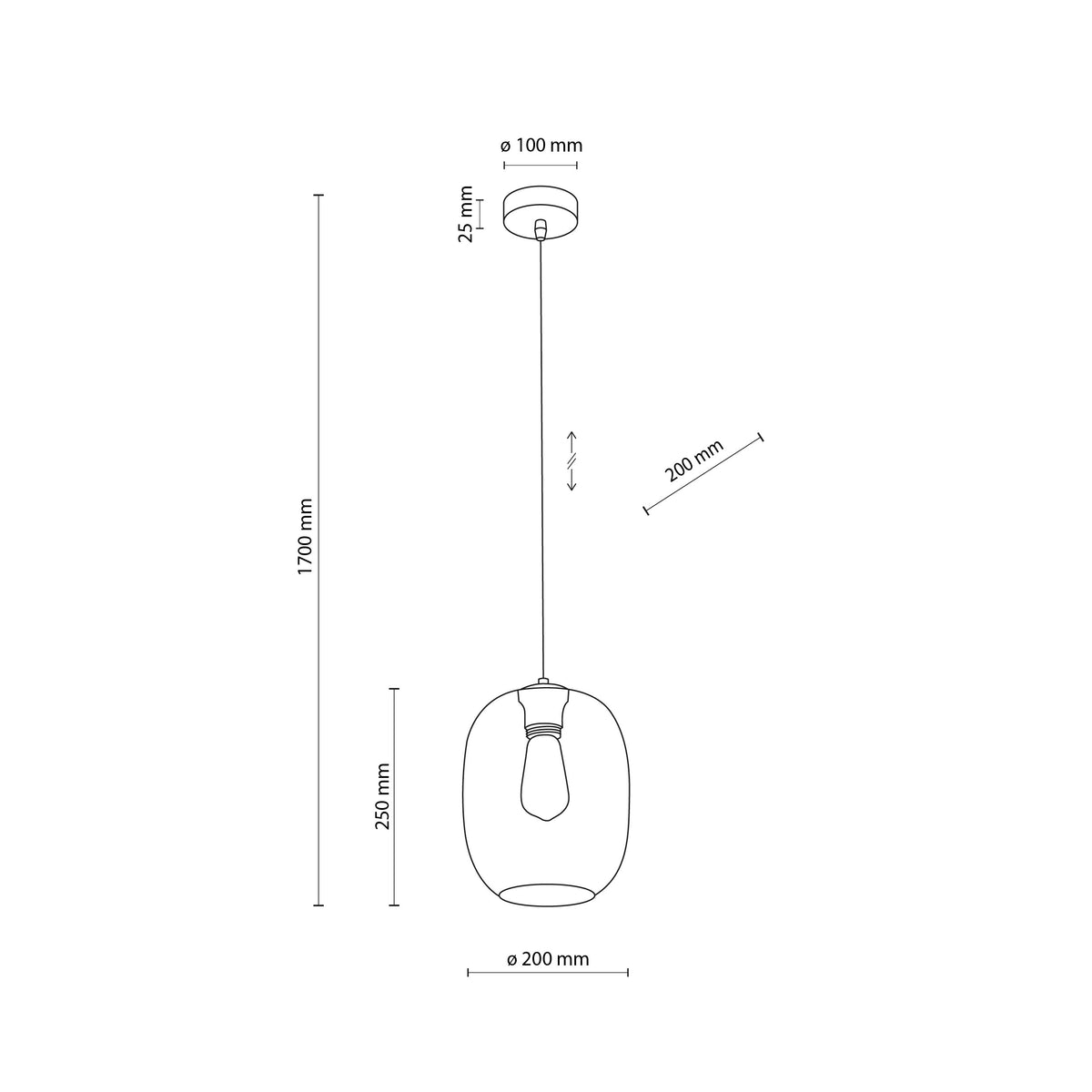 Pendul TK Lighting Elio 1, transparent, 4339