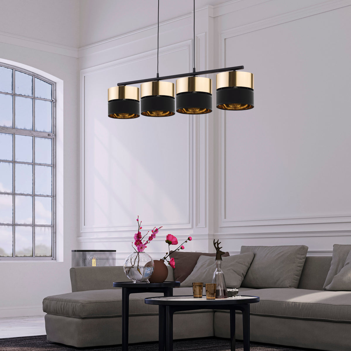 Lampa suspendată Hilton Black/Gold 4 4342 TK 4342