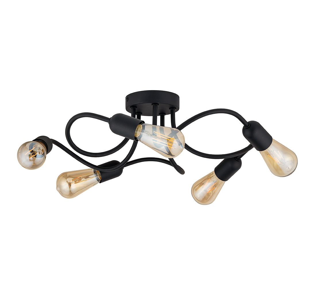 Plafonieră TK Lighting Wave 5, negru, 5 x E27, 4408
