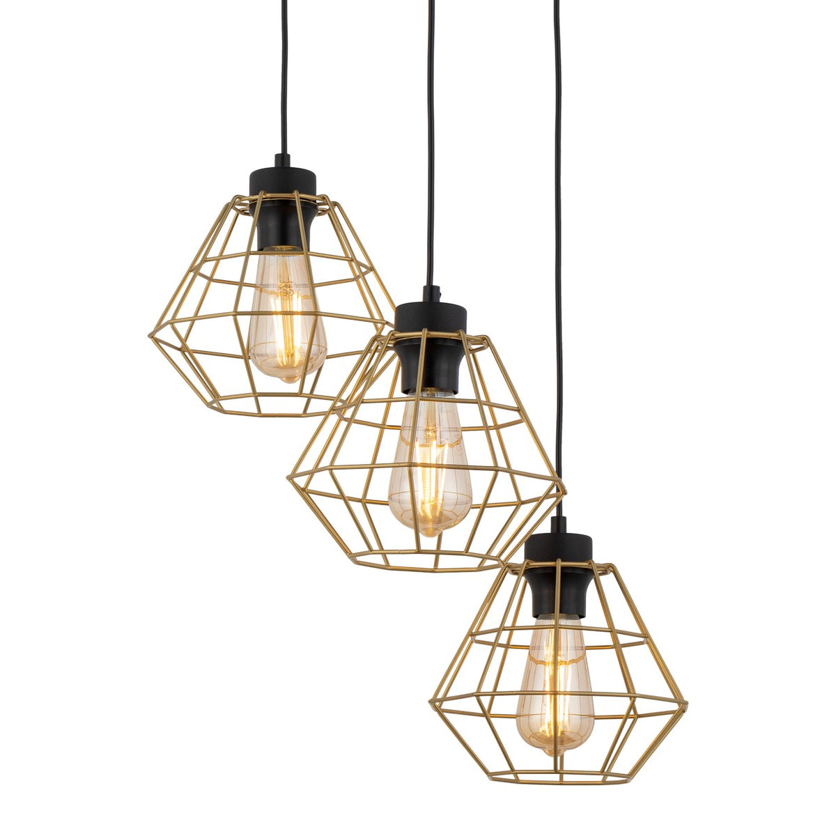 Lustră TK Lighting Diamond 3, auriu, 3 x E27, 4451