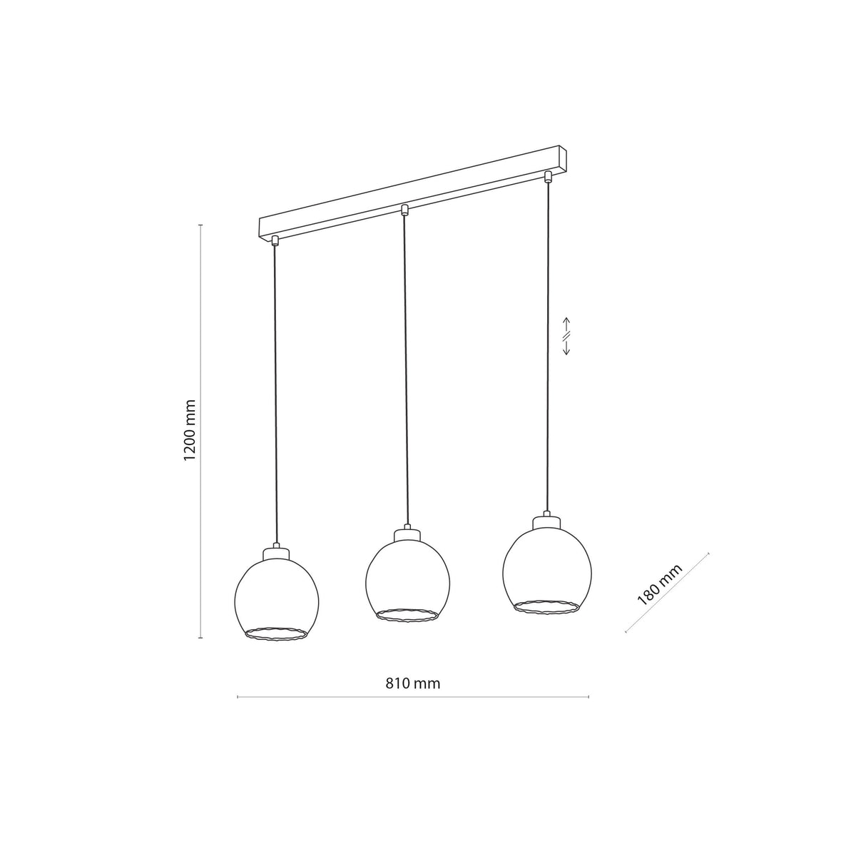 Lustră TK Lighting Devi 3 Bară, transparent, 3 x E27, 4580