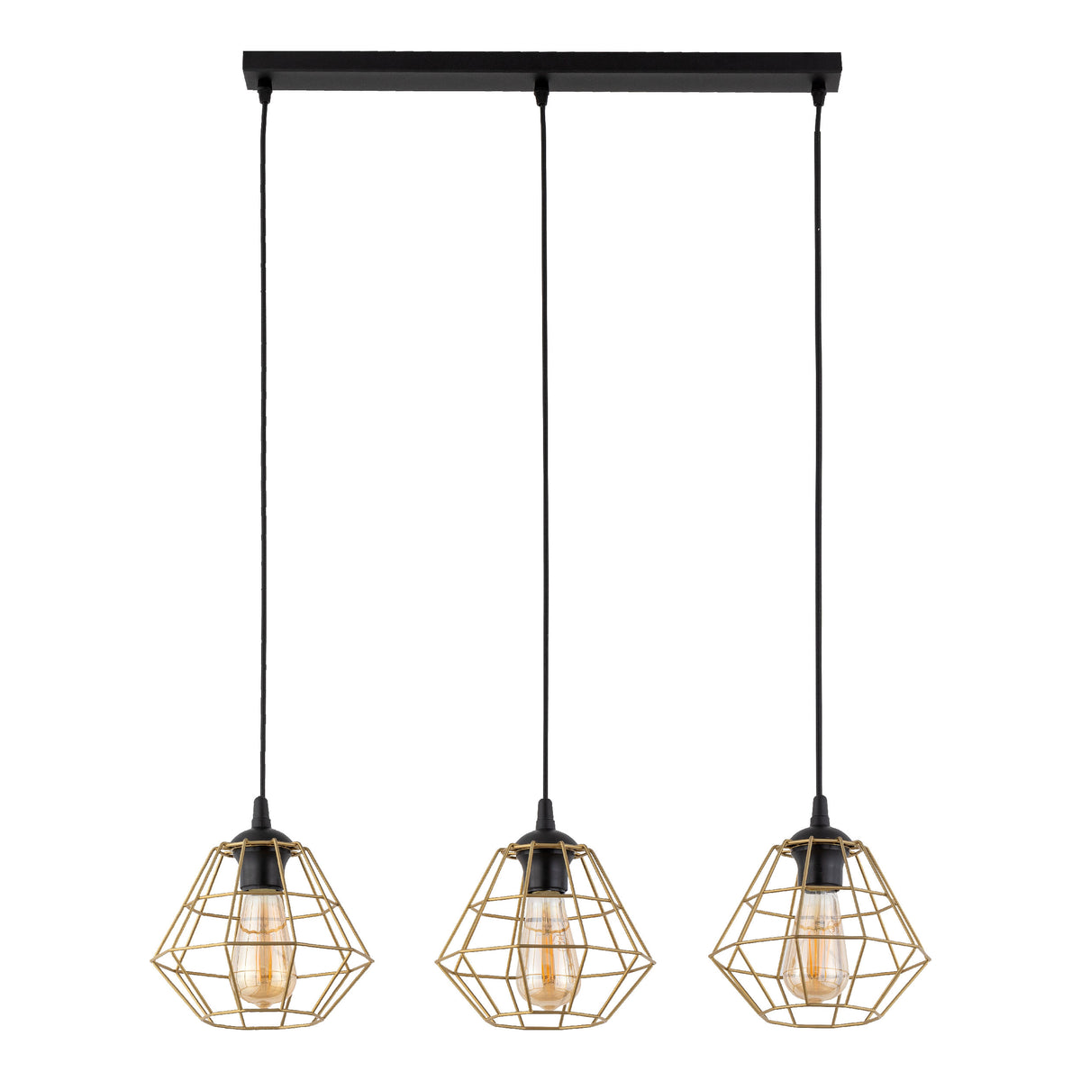 Lustră TK Lighting Diamond 3 Bară, negru, auriu, 3 x E27, 4642