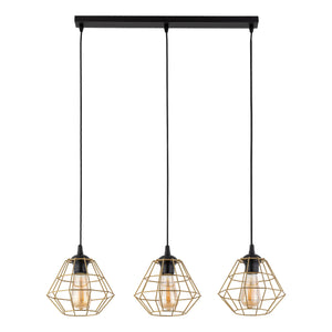 Lustră TK Lighting Diamond 3 Bară, negru, auriu, 3 x E27, 4642