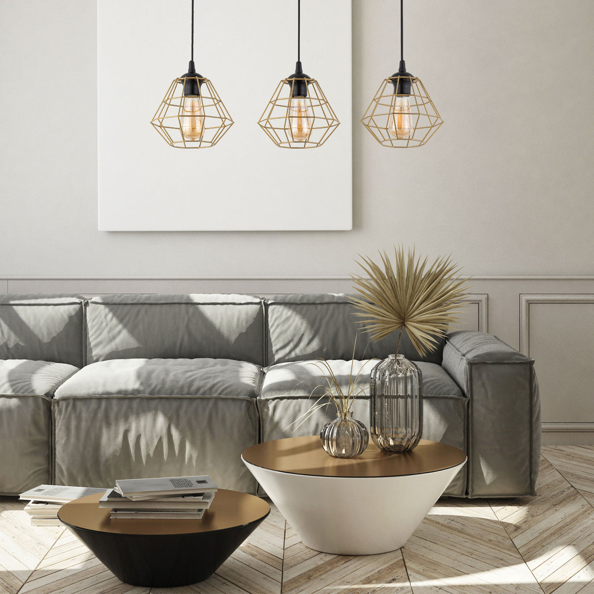Lustră TK Lighting Diamond 3 Bară, negru, auriu, 3 x E27, 4642