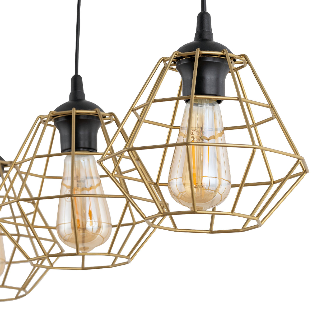 Lustră TK Lighting Diamond 3 Bară, negru, auriu, 3 x E27, 4642