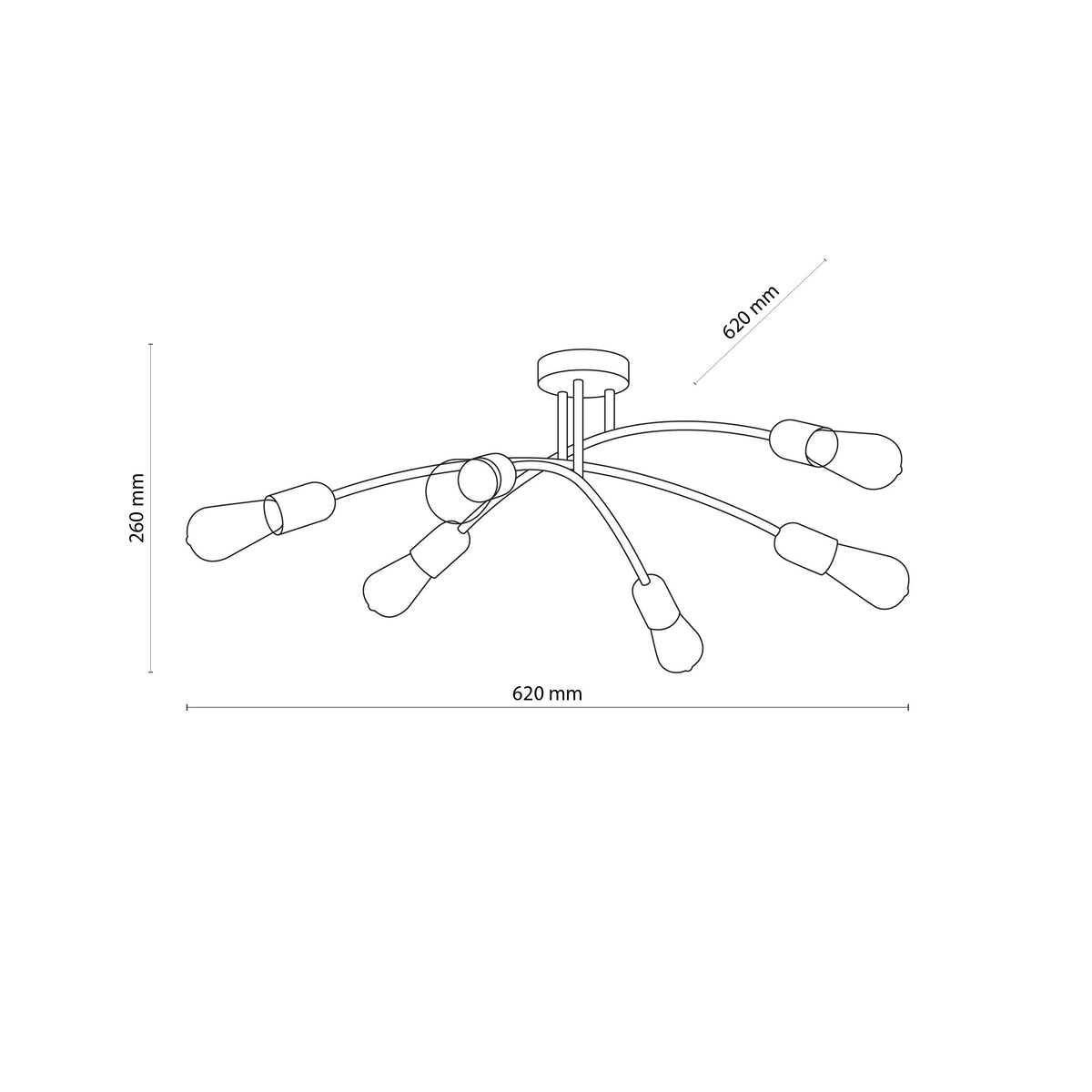 Plafonieră TK Lighting Helix 6, negru, 6 x E27, 4679