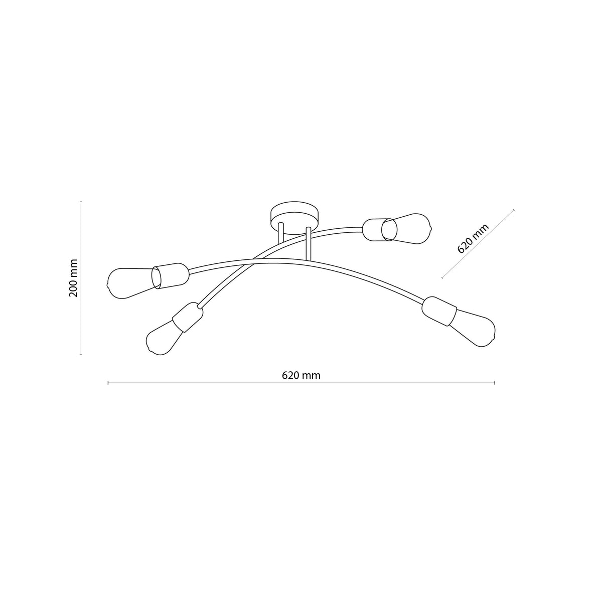 Plafonieră TK Lighting Helix 4, negru, 4 x E27, 4687