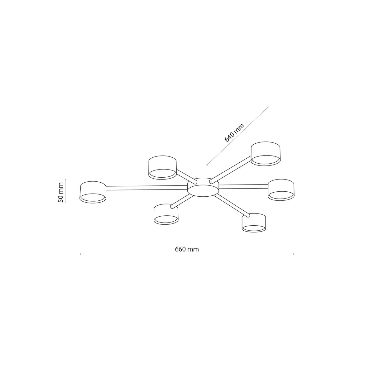 Aplică TK Lighting Avia 6, negru, 6 x GX53, 4692