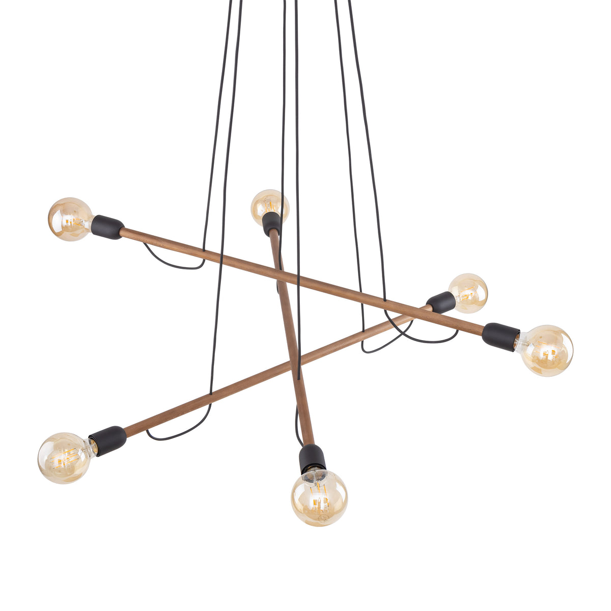 Lampa suspendata Helix Wood 3 brate, 6x E27 15W 4950