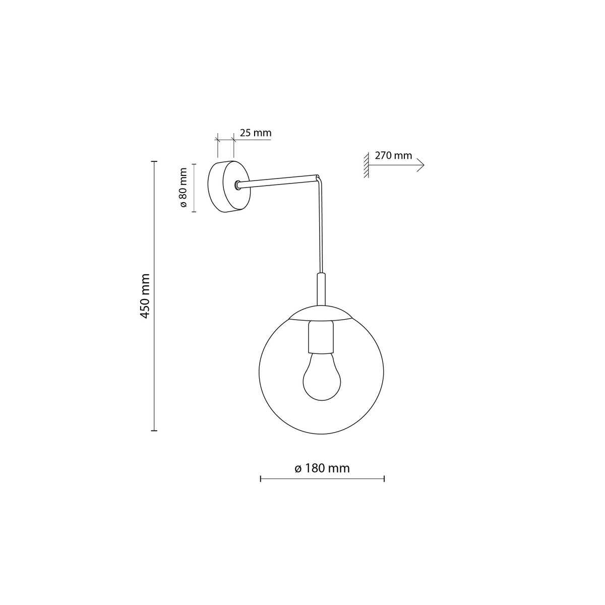 Aplică TK Lighting Esme, grafit, 5386