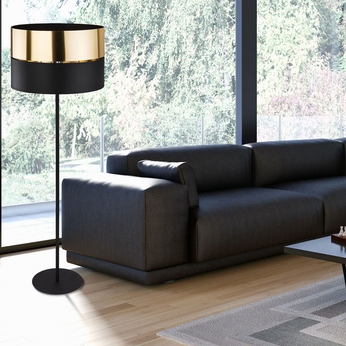 Lampadar TK Lighting Hilton, negru/auriu, 5465