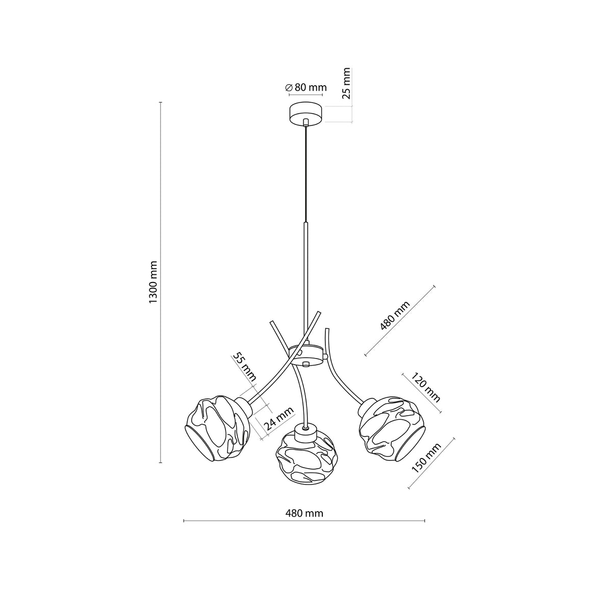 Lustră TK Lighting Zulia 3, 3 x E27, 5748