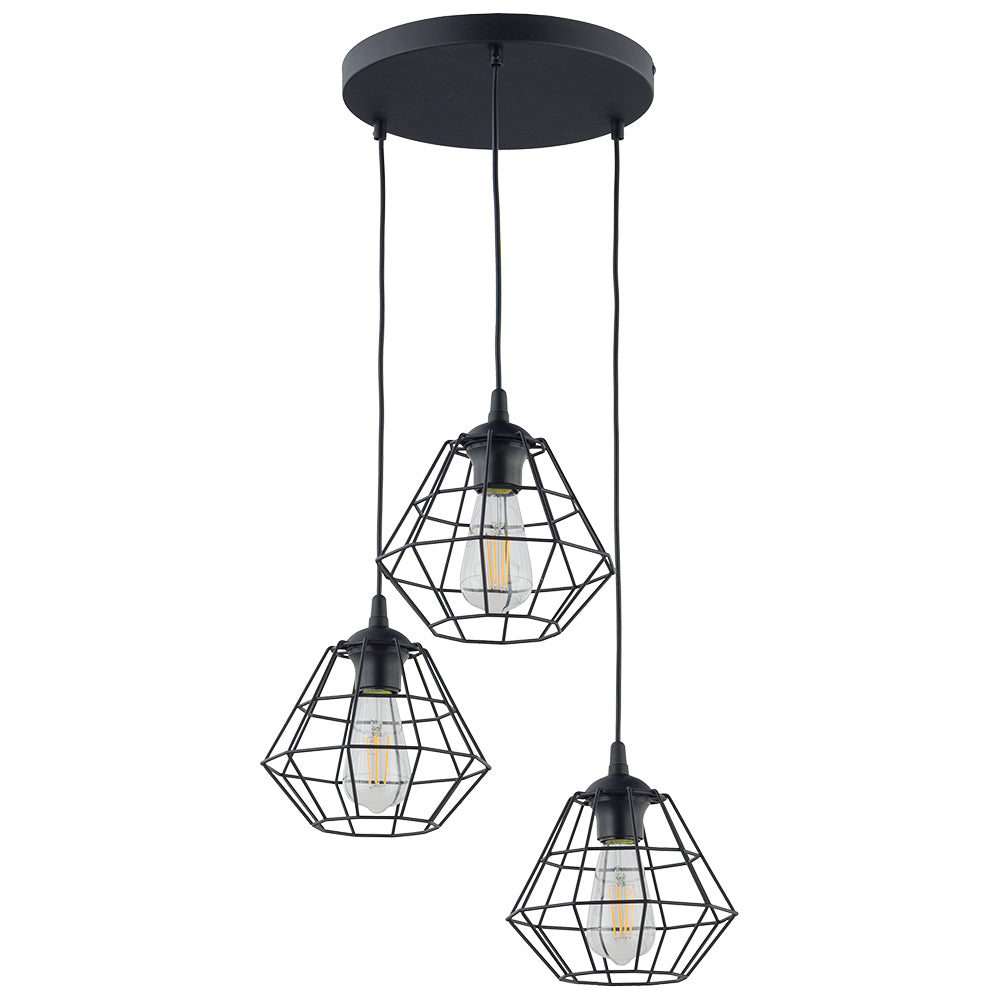 Lustră TK Lighting Diamond 3, negru, 3 x E27, 6204