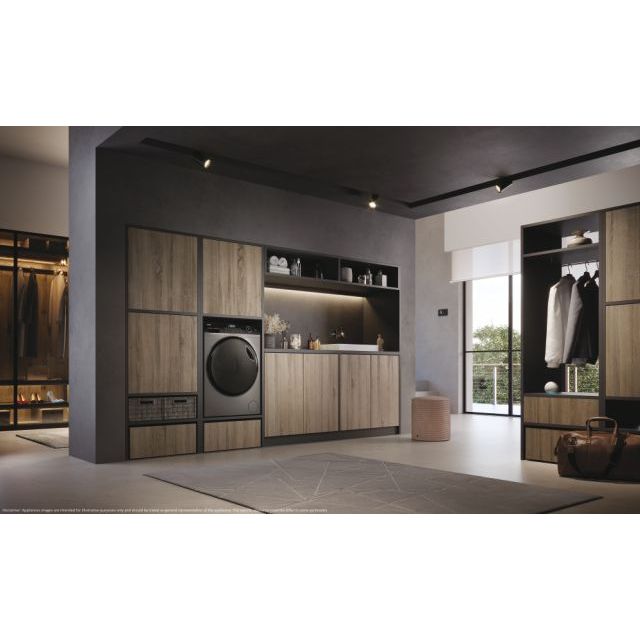 Mașină de spălat rufe cu uscător Haier HWD80B14959S8U1S, 5 kg / 5 kg, 1400 rpm, neagră