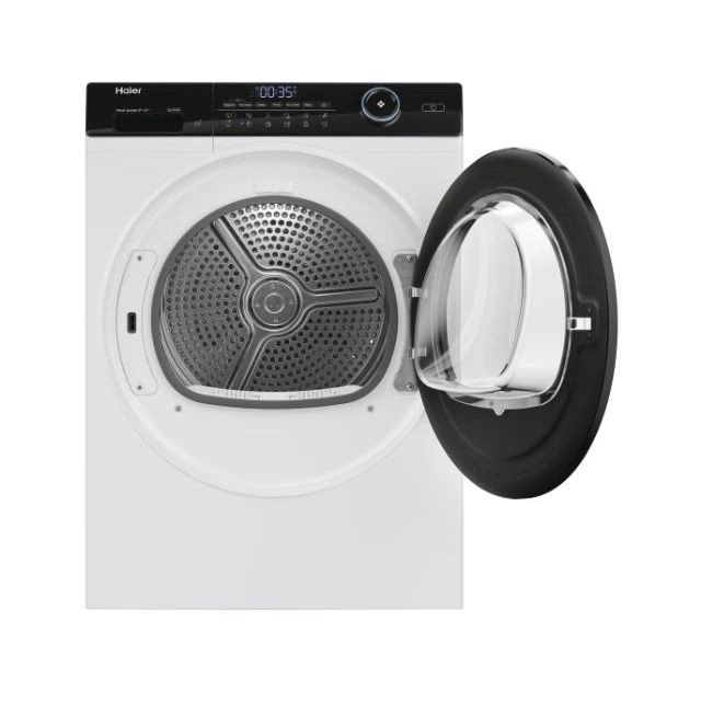 Uscator de rufe Haier HD80-A3959-S, Pompa de caldura, 8 kg, Clasa A+++, Wi-Fi, Motor Inverter, iRefresh, Dry Sensor, Pillow drum, iTime, Filtru triplu, Drum light, Alb