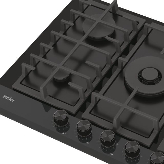 Plită pe gaz încorporabilă Haier HAVG75HB, 75 cm, 5 arzătoare, neagră