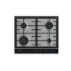 Plita incorporabila Haier HAHG6BF4XH, Gaz, 4 Arzatoare, Grilaje fonta (x2), Aprindere electrica, Preci Flame – reglarea in 9 trepte a flacarii, 60 cm, Inox cu sticla neagra