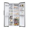 Frigider Side by side Haier HSR5918DIMP, 511 l, Total No Frost, Display touch, Dispenser apa si gheata, Clasa D , H 177 cm, Platinum Inox