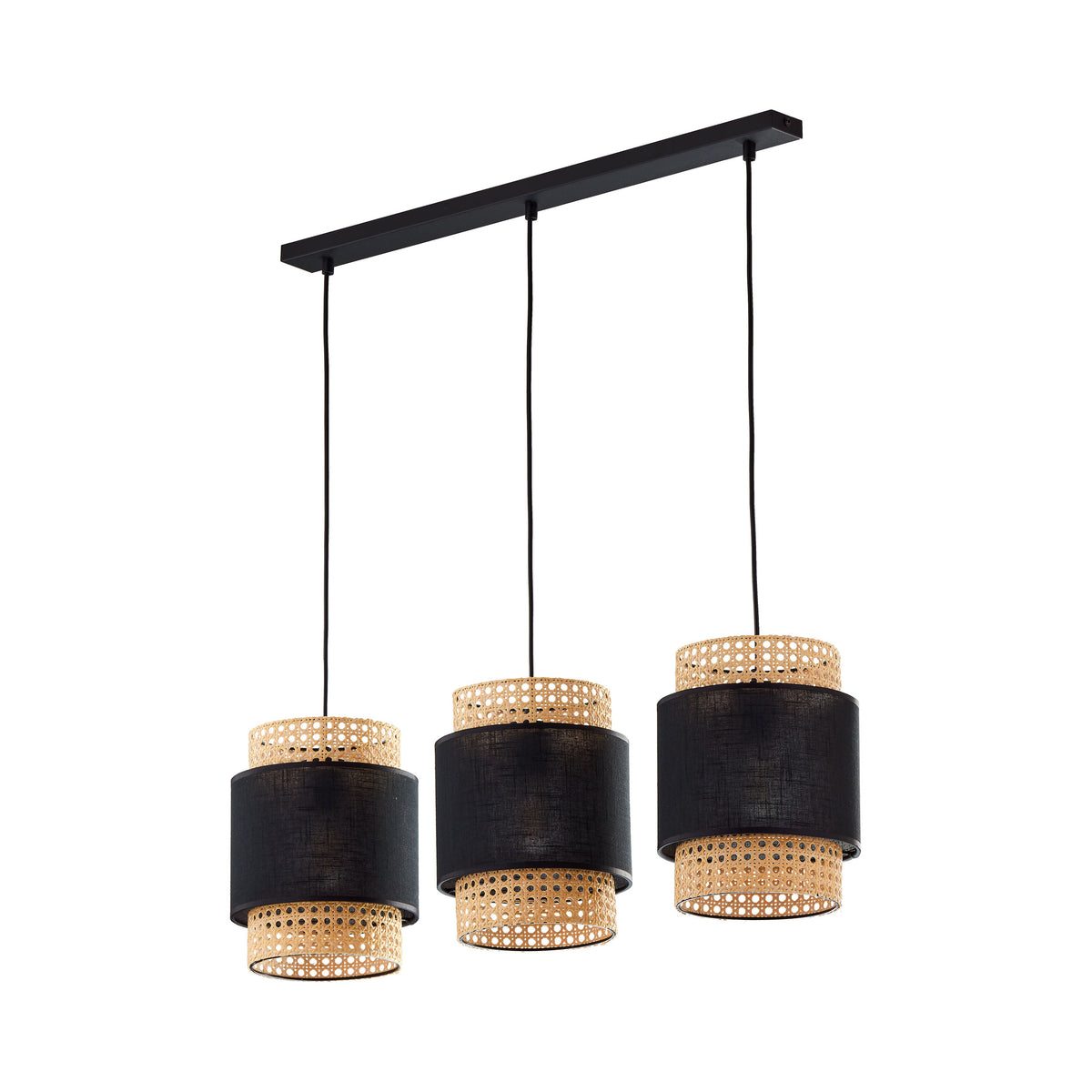 Lustră TK Lighting Boho 3 Bară, negru, 3 x E27, 6541