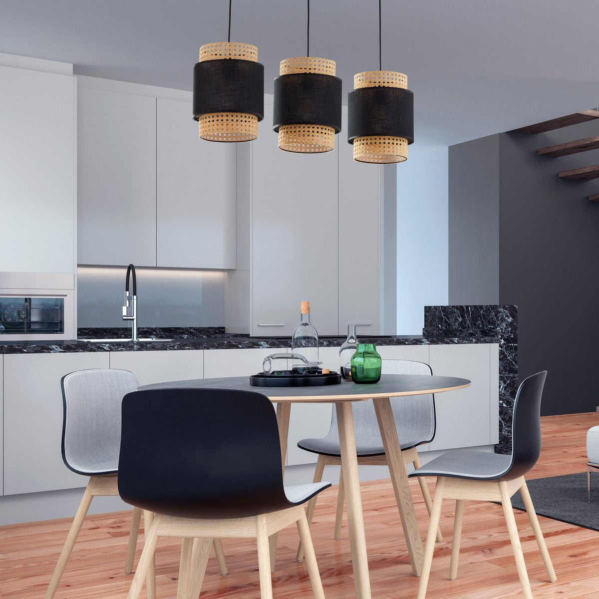Lustră TK Lighting Boho 3 Bară, negru, 3 x E27, 6541
