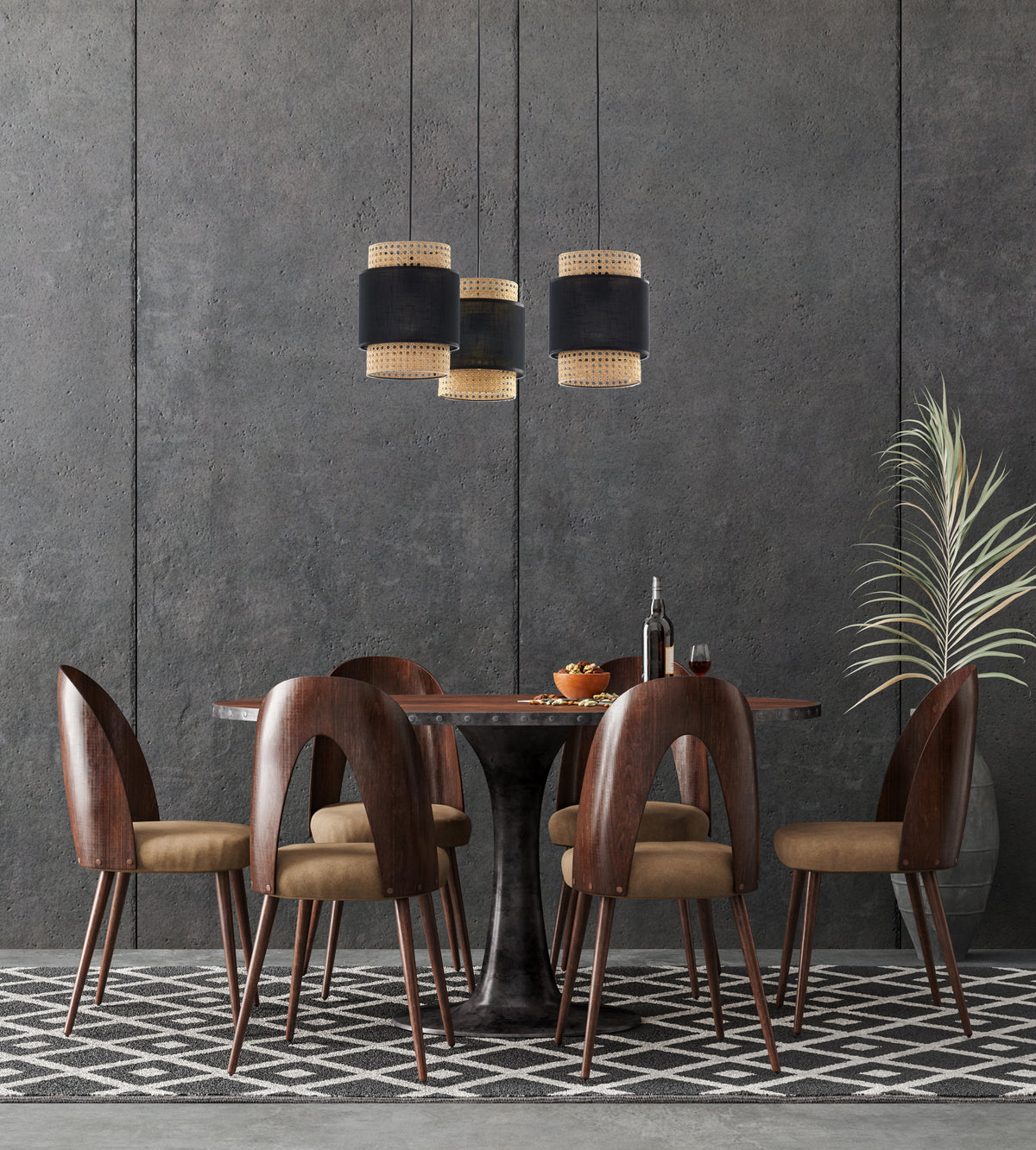Lustră TK Lighting Boho 3, negru, 3 x E27, 6549